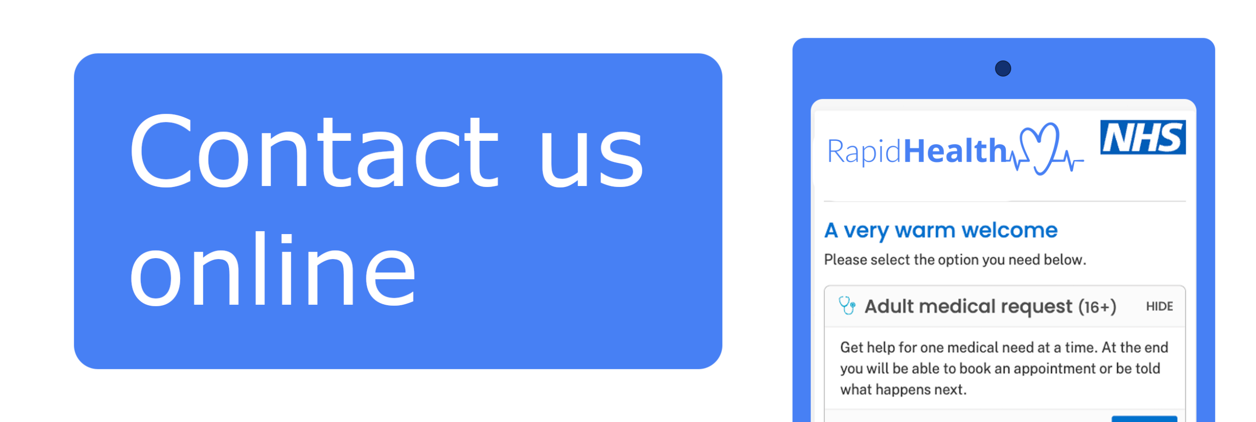 Contact us online using Rapid Health